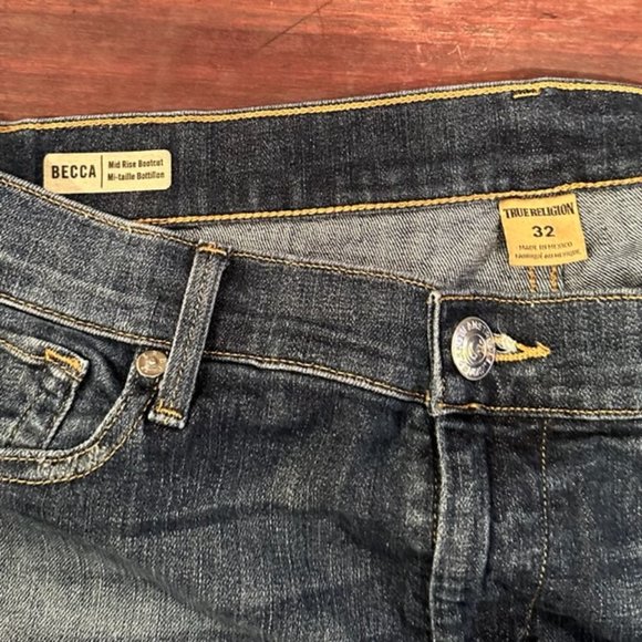 Women's True Religion Becca Mid Rise Bootcut Denim Jeans, Size 32 - Picture 5 of 14